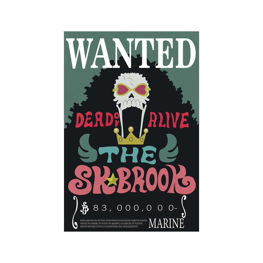 One Piece Brook Wanted Bounty Poster -Brook Bounty Wall Posters – Epic ...