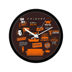 Friends Infographic Orange Wall Clock